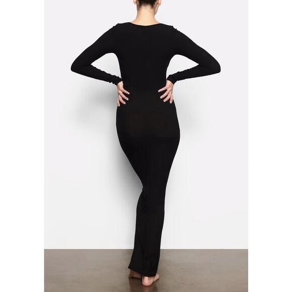 Skims Fits Everybody Soft Lounge Dress- XXSP - Onyx - Picture 3 of 9